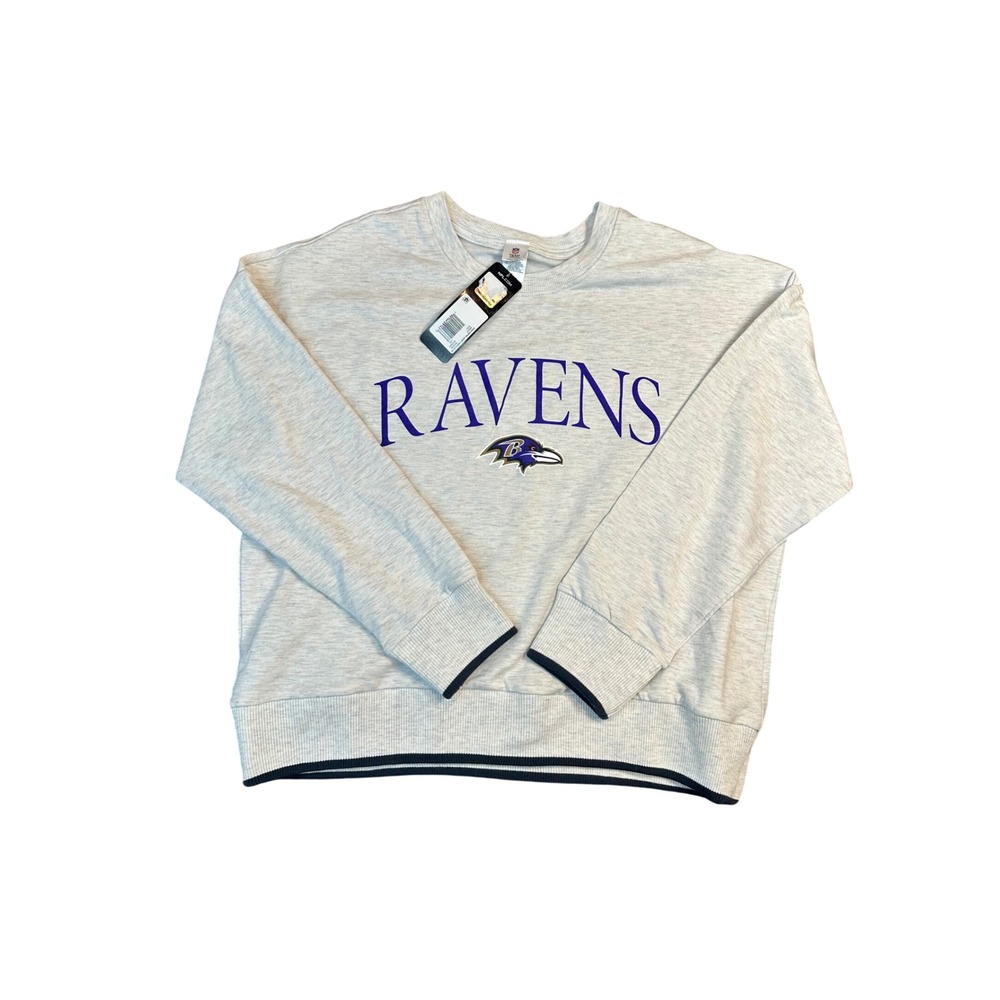 NFL Baltimore Ravens Womens Heather Gray Fleece Sweatshirt Large L SK20533
